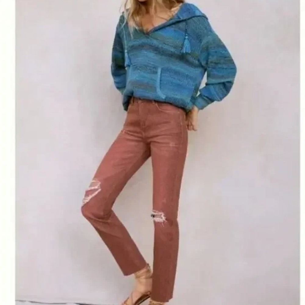 Pilcro and the Letterpress The Vintage Straight Jeans Rose Terracotta Size 30